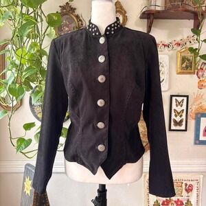 Vtg 90s Stonebridge Western Equestrian Button Up 6 Faux Suede Whymsical Cowgirl